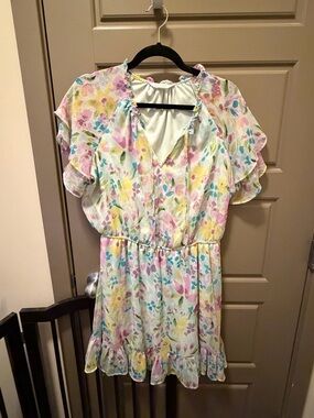 LC Pastel Floral Ruffle Mini Dress